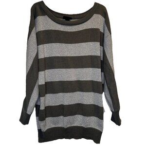 Lane Bryant Women’s Gray Silver Stripe Scoop Neck Sweater Tunic Sz 18/20W